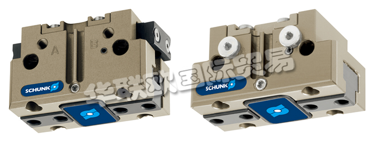 SCHUNK機械爪手JGP64-1帶雙平動機械手的旋轉頭，可在機器內同時裝載和卸載工件。在壓縮空氣的作用下，橢圓形活塞上下移動。楔式結構的有角度活動表面使基爪能夠同步平動。