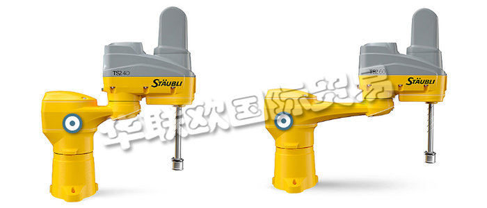 STAUBLI開發(fā)了一系列功能強(qiáng)大的四軸機(jī)器人，旨在滿足汽車、食品、制藥、塑料和電子電氣等領(lǐng)域最嚴(yán)格的生產(chǎn)要求。SCARA (水平多關(guān)節(jié)機(jī)械手臂) 系列可用于多種應(yīng)用， 能快速執(zhí)行上下料、裝配、包裝/碼垛、拾放/搬運(yùn)、分揀、堆垛和整列等高精度、重復(fù)性等任務(wù)。此外，全新 TS2 系列使用了與六軸 TX2 機(jī)器人相同的模塊化結(jié)構(gòu)和 CS9 控制器，相同的機(jī)器人底座帶來模塊化和最優(yōu)開發(fā)時(shí)間。